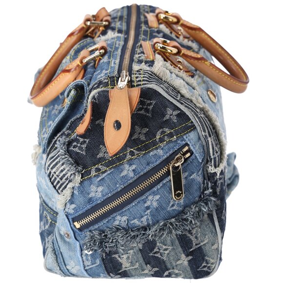 Louis Vuitton Speedy 30 Monogram Denim Patchwork Handbag M95380 Blue - Picture 6 of 11